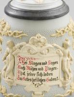 cca 1900, Villeroy & Boch Mettlach Stein porcelán judaika boroskorsó. Opalinüveget utánzó krémpo...