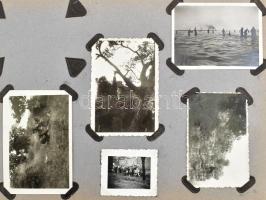 cca 1960-1970 Régi fotóalbum benne családi és uti- és kirándulásfotókkal, kb. 170-180 fotó, benne Ba...