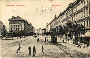1911 Budapest VIII. József körút, villamos, Baross kávéház, bor és sörcsarnok (fl)