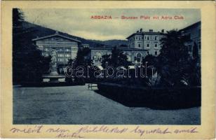 1913 Abbazia, Opatija; Brunnen Platz mit Adria Club (EK)