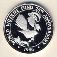 Szamoa 1986. 10T Ag "WWF-Szamoai legyezőfarok madár" T:PP Csak 25.000db! Tanúsítvánnyal!