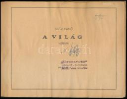 Szép Ernő: A világ. Versek. Bécs, 1921., Szerzői, (Johann N. Vernay-ny.). 63+ 1 p. Első kiadás. Kiad...