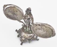 Ezüst (Ag) rokokó fűszertartó, figurális díszítéssel, jelzett 131g 10x16 cm