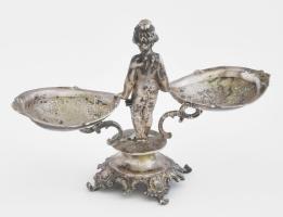Ezüst (Ag) rokokó fűszertartó, figurális díszítéssel, jelzett 131g 10x16 cm