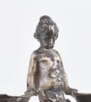 Ezüst (Ag) rokokó fűszertartó, figurális díszítéssel, jelzett 131g 10x16 cm