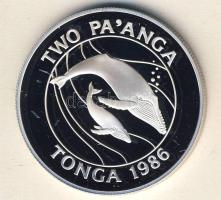 Tonga 1986. 2P Ag "WWF-Hosszúszárnyú bálna" T:PP Csak 25.000db! Tanúsítvánnyal!