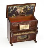 Zongora formájú ékszeres doboz, működik, kopással, 15x10x13 cm