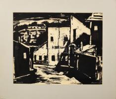 Hunyadi B. Edit (-): Szúnyog köz, 1974, tus, papír, jelzett, paszpartuban, 29,5×37,5 cm