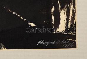 Hunyadi B. Edit (-): Szúnyog köz, 1974, tus, papír, jelzett, paszpartuban, 29,5×37,5 cm