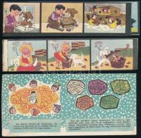 2 db rajzos, verses (Tavasz/Tél, Ősz/Nyár) papírszalag, kihajtva: 4,5x38 cm + Mackó televíziós készü...