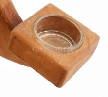 Lógatható fa Hold mécsestartó, jó állapotban, üvegbetéttel, m: 29 cm