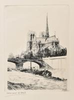 Olvashatatlan jelzéssel: Notre Dame, Párizs. Rézkarc, papír, 23,5x18 cm