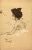 La Favorite VI / Art Nouveau lady smoking a cigarette. litho s: Raphael Kirchner (fl)