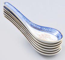 Kínai leveses kanál szett, jelzett, hibátlan, h: 14 cm