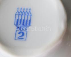 Zsolnay virágmintás 6 db mokkás csésze 5 darab alátéttel, jelzett, kopással