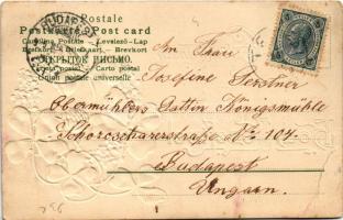 1905 Herzlichen Glückwunsch zum Namenstage hoch Josefine / Name Day greeting art postcard with clove...