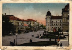 1932 Győr, vasútállomás, automobil, piac (EB)