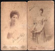 cca 1900 A dabasi Halász család tagjai, dabasi Halász Jenőné, újverbászi Kármán Gizella és ifj. Halász Jenő, Festl Lehelné Kármán Aranka portréi, 4 db keményhátú fotó, 16×11 és 20×11 cm