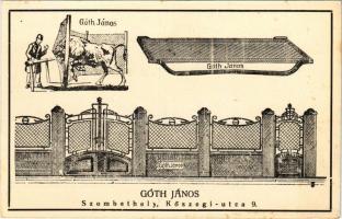 Góth János szombathelyi lakatos reklámlapja. Kőszegi utca 9. (fl)