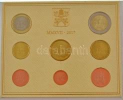 Vatikán 2017. 1c-2E (8xklf) forgalmi sor eredeti karton dísztokban T:UNC  Vatican 2017. 1 Cent - 2 Euro (8xdiff) coin set in original cardboard case C:UNC