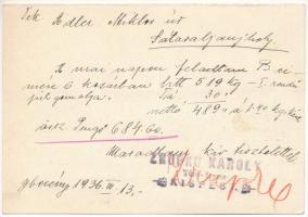 1936 Zrupkó Károly villanyerőre berendezett juhtúró üzemei reklám. Jászberény, Mező utca 23