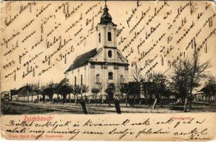 1904 Dombóvár, Templom tér. Bruck Sándor kiadása (ázott sarok / wet corner)