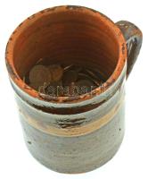 Dunántúli kerámiakorsóban vegyes háborús heller-fillér érme tétel (br. súly korsóval 1,713kg) T:vegy...