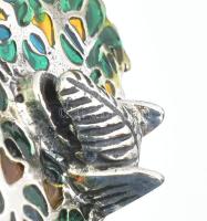 Ezüst(Ag) páva, 2 db, jelzett, 4×4,5 cm, bruttó: 38,7 g