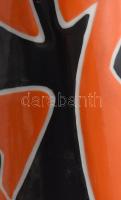 Zsolnay "Jazz" modernista váza, fekete alapon narancssárga alakokkal. Terv.: Török János. ...
