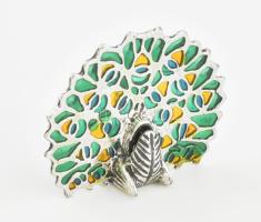 Ezüst(Ag) páva, 2 db, jelzett, 4×4,5 cm, bruttó: 38,6 g