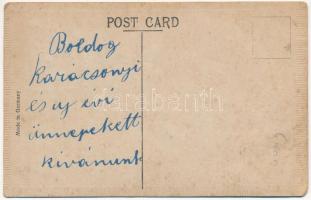 A Merry Christmas. Christmas greeting art postcard, decorated (EK)