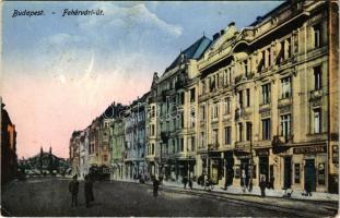 1927 Budapest XI. Fehérvári út (mai Bartók Béla út), húscsarnok, üzletek, villamos. Knöpfmacher J. felvétele 1926/31. (EK)