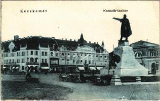 Kecskemét, Kossuth szobor, piac, Fuchs üzlete (EK)