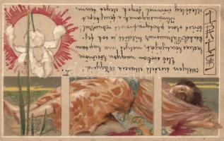 Japanese lady sleeping litho