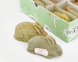 11 db kínai jáde nyúl figura, eredeti dobozában egyenként 5,5 cm