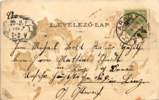 Arad, Szabadság tér, piac, üzletek. Kerpel Izsó kiadása / square, market, shops (ragasztónyom / glue...