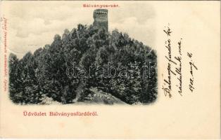 1902 Bálványosfürdő, Baile Balvanyos (Torja, Turia); Bálványos vár. Fénynyomat Divald műintézetéből / castle / Cetatea