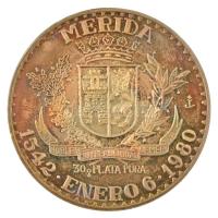 Mexikó 1980. "Merida / Yucatan" kétoldalas jelzett Ag emlékérem eredeti tokban (30,53g/0.9...