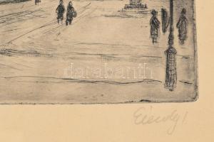 Élesdy István (1912-1987): Budavári utcarészlet. Rézkarc, papír, jelzett, üvegezett fakeretben, laps...