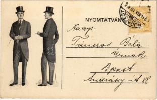 1914 Budapest IV. Semmelweis u. 4. Finom Úri szabóság Fodor Antal, reklámlap / Hungarian gentleman's tailor advertisement