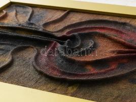 Jelzés nélkül: Felfelé. Textilfesték, domborított vászon, fakeretben, 43x27 cm