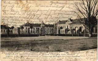 1905 Nagyvárad, Oradea; Vilmos főherceg tüzérlaktanya. Helyfi László kiadása / Erzherzog-Wilhelm-Artillerie-Kaserne / K.u.K. military artillery barracks (ragasztónyom / glue marks)