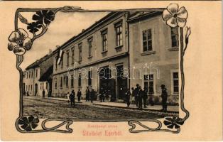 Eger, Széchenyi utca, iskola. Art Nouveau, floral