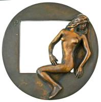 Nagy Lajos Imre (1949-) 2010. "Danaé" öntött bronz tagilletmény érem, peremén "ÉKE 40/7" sorszámmal (120mm) T:UNC,AU kis patina