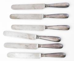 Ezüst(Ag) nyelű kés, 6 db, jelzett, h: 26 cm, bruttó: 649,8 g