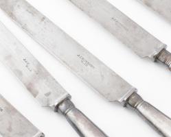 Ezüst(Ag) nyelű kés, 6 db, jelzett, h: 26 cm, bruttó: 649,8 g