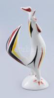 Hollóházi "art deco" kakas figura (terv: Török János). Kézzel festett, jelzett, kis mázhibával, m: 14,5 cm