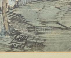 Csabai Wágner József (1888-1967): Kötő utca (Budafok v. Budaörs?). Akvarell, tus, papír, jelzett, üv...