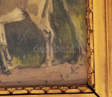 Olvashatatlan (Kárpát?) jelzéssel: Férfi öszvérekkel. Akvarell, papír. Dekoratív, üvegezett fakeretb...