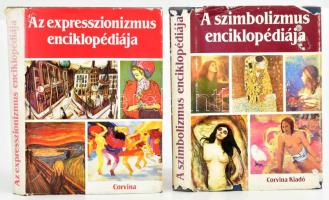 A szimbolizmus enciklopédiája. Összeáll.: Cassou, Jean. + Az expresszionizmus enciklopédiája. Bp., 1984-1987, Corvina. Kiadói egészvászon-kötés, kiadói papír védőborítóban, kopott, szakadt papír védőborítókkal.